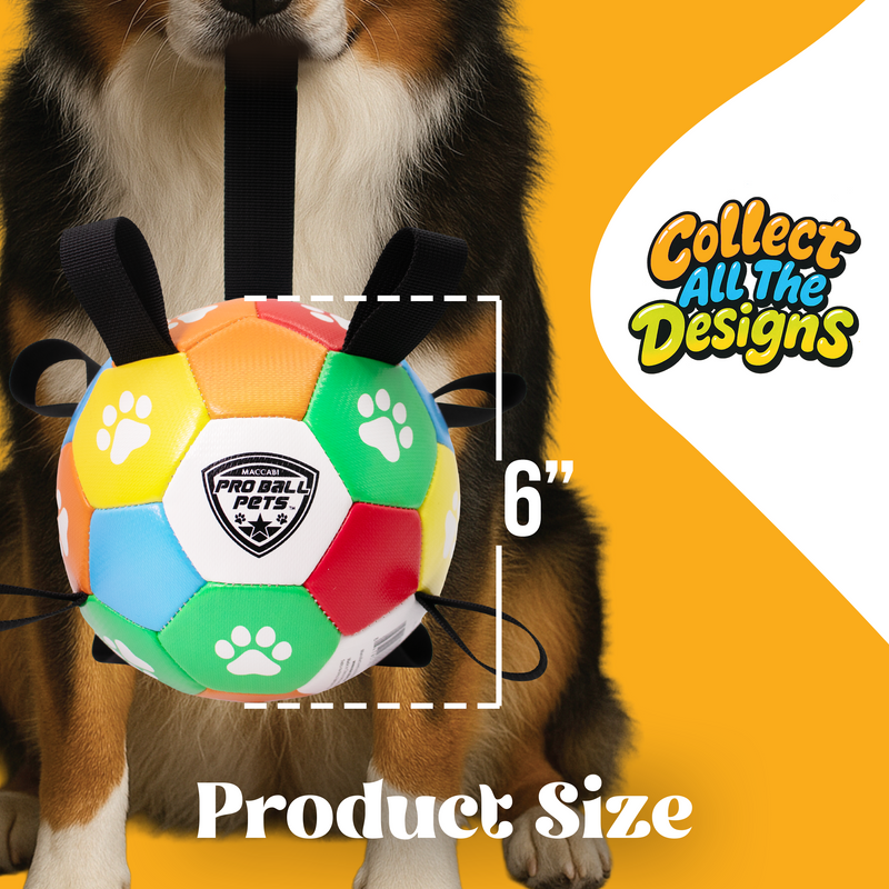 Pro Ball Pets Dog Soccer Ball with Grab Tabs, Size 2, 6 inches, Multicolor - 1212