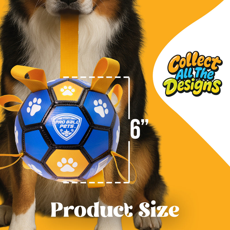 Pro Ball Pets Dog Soccer Ball with Grab Tabs, Size 2, 6 inches, Blue/Orange - 1213