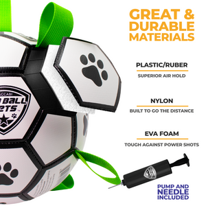 Pro Ball Pets Dog Soccer Ball with Grab Tabs, Size 3, 7 inches, White/Green - 1219