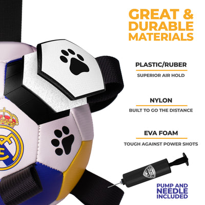 Real Madrid Dog Soccer Ball with Grab Tabs, Size 2, 6 inches - 1077