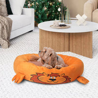 Maccabi Art Lion- Round Bolster Cuddle Pet Bed- Medium 23"