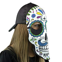 Sugar Skull Fan Mask for Day of the Dead, Día de los Muertos Parties Maccabi Art (Multicolor)