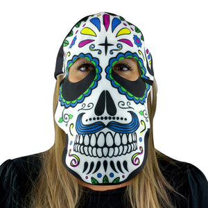 Blue Sugar Skull Fan Mask & Hat Combo