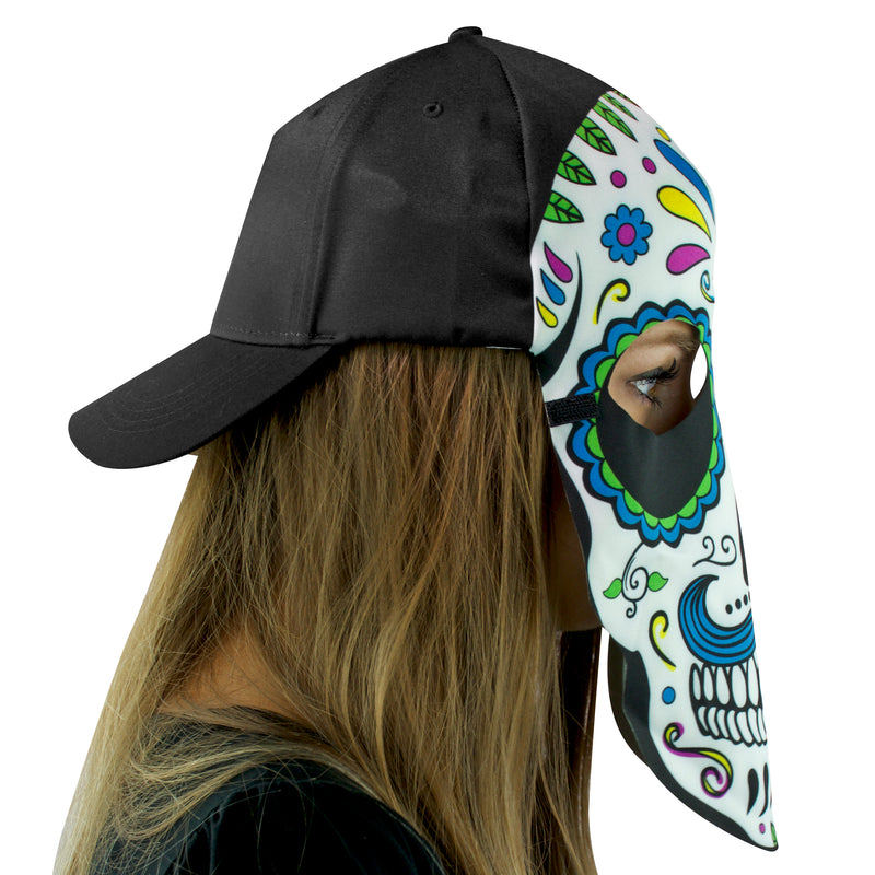 Sugar Skull Fan Mask for Day of the Dead, Día de los Muertos Parties (Blue) Maccabi Art