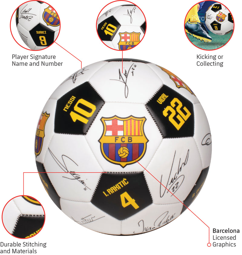 FC Barcelona Player Signatures Soccer Ball, Size 5, Maccabi Art