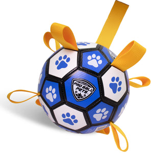 Pro Ball Pets Dog Soccer Ball with Grab Tabs, Size 2, 6 inches, Blue/White - 1211