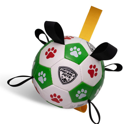 Pro Ball Pets Dog Soccer Ball with Grab Tabs, Size 2, 6 inches, Green/Red - 1209