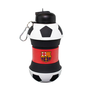 FC Barcelona Collapsible Silicone Soccer Ball Water Bottle for Kids, 1 lt. (34 oz), BPA-Free with clip, Leak-Proof Spout, Portable Sports Drink Bottle - 4002