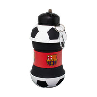FC Barcelona Collapsible Silicone Soccer Ball Water Bottle for Kids, 1 lt. (34 oz), BPA-Free with clip, Leak-Proof Spout, Portable Sports Drink Bottle - 4002