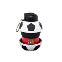 FC Barcelona Collapsible Silicone Soccer Ball Water Bottle for Kids, 1 lt. (34 oz), BPA-Free with clip, Leak-Proof Spout, Portable Sports Drink Bottle - 4002