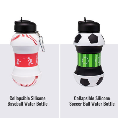 550ml Foldable Football Kids Water Bottles Portable Sports Water Bottle  Football Soccer Ball Shaped Water Bottl Silicone CupGift