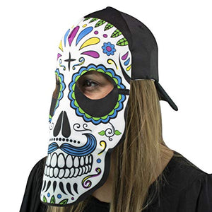 Sugar Skull Fan Mask for Day of the Dead, Día de los Muertos Parties Maccabi Art (Multicolor)