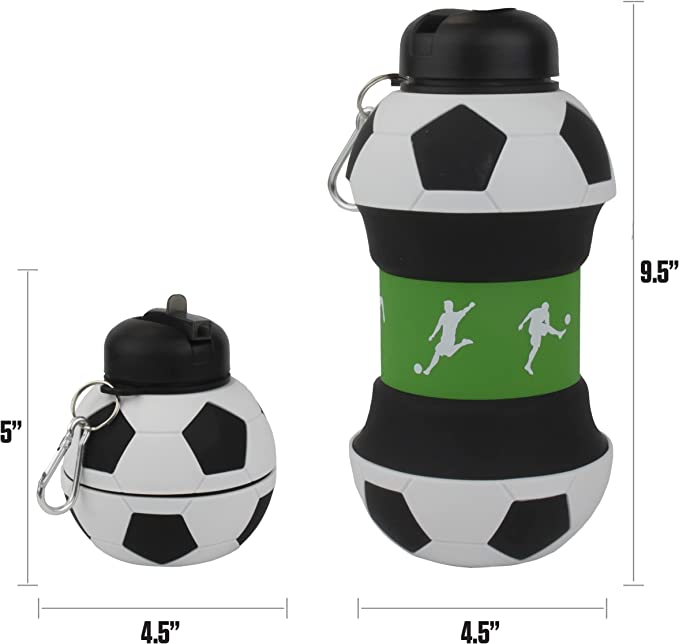 Maccabi Art 8726 18 oz Collapsible Silicone Soccer Water Bottle