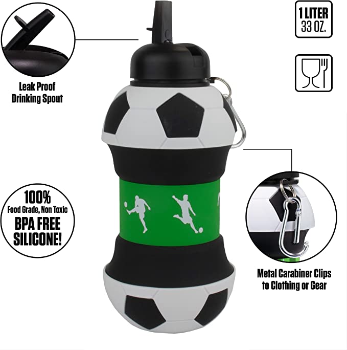 Football soccer sports colorful graphic design Water Bottle by Arija_art