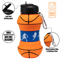 Collapsible Silicone Basketball Water Bottle Maccabi Art, 500 ml.