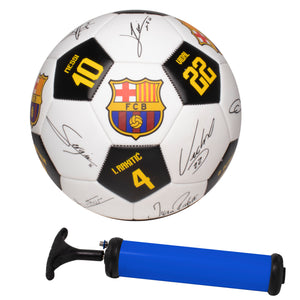 FC Barcelona Player Signatures Soccer Ball Kit, Size 5 with Pump & Carry Bag Maccabi Art