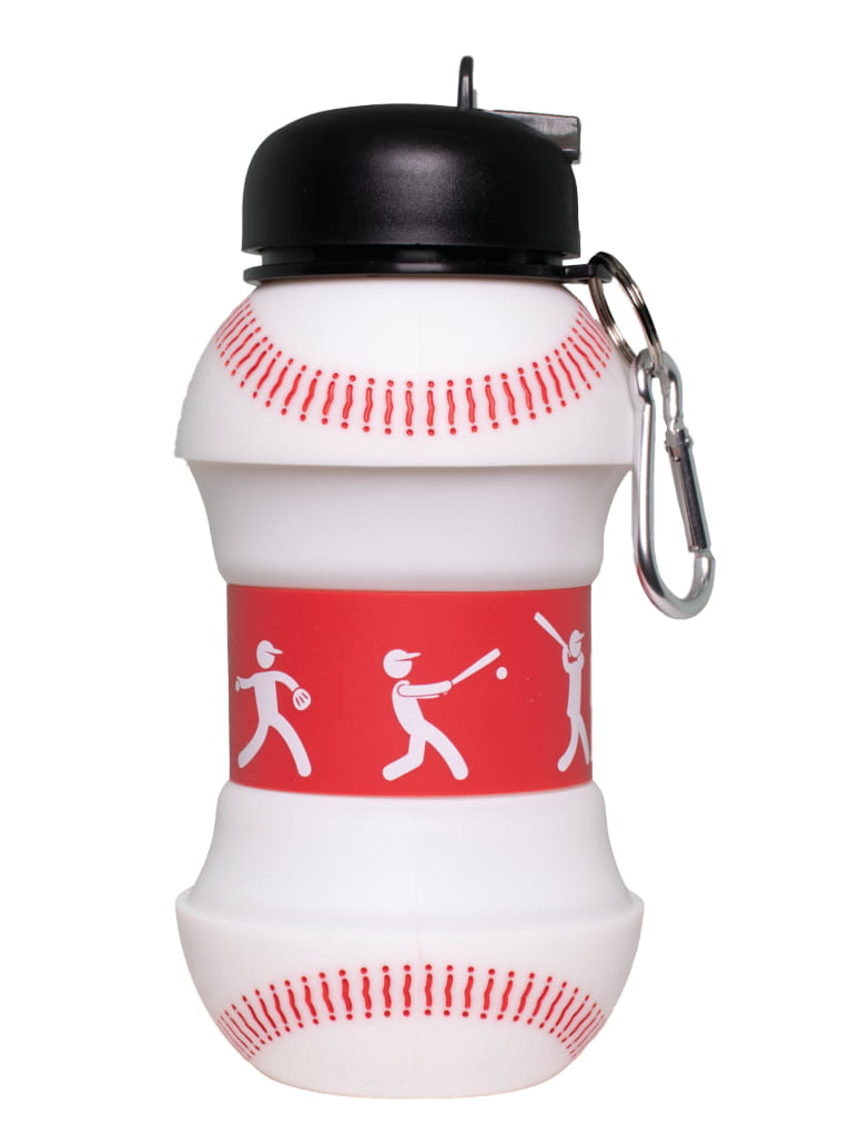 MACCABI ART Clip-On Collapsible BPA-Free Silicone Baseball Water Bottle for Kids, 18 Oz. Size