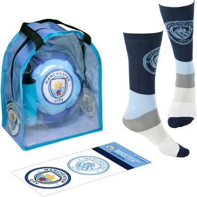 Manchester City FC Bundle: Soccer Ball Kit, Pair of Socks & Car Decal + Free Shipping